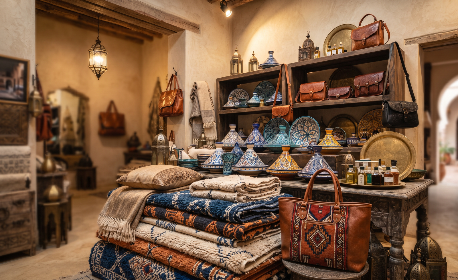 Traditional shopping in Tangier Medina