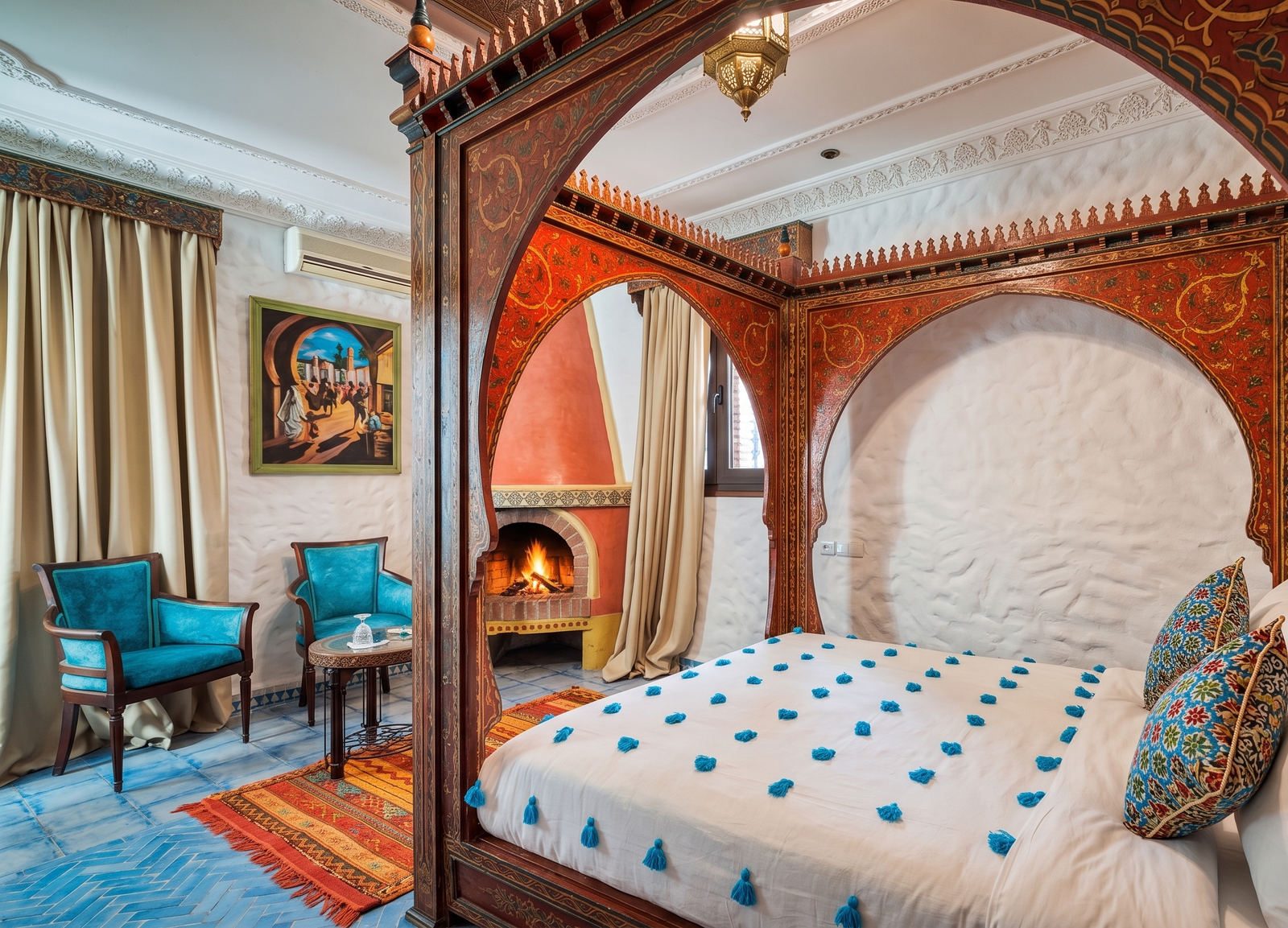 Casa Hassan traditional Moroccan style Riad courtyard f Chefchaouen old quarter