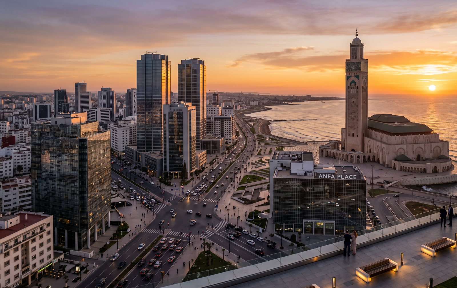 Casablanca skyline and modern urban metropolis.