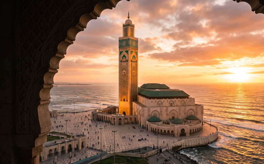 Increíble Tour Privado de Casablanca a Tánger 4 Sunset over Hassan II Mosque, Casablanca