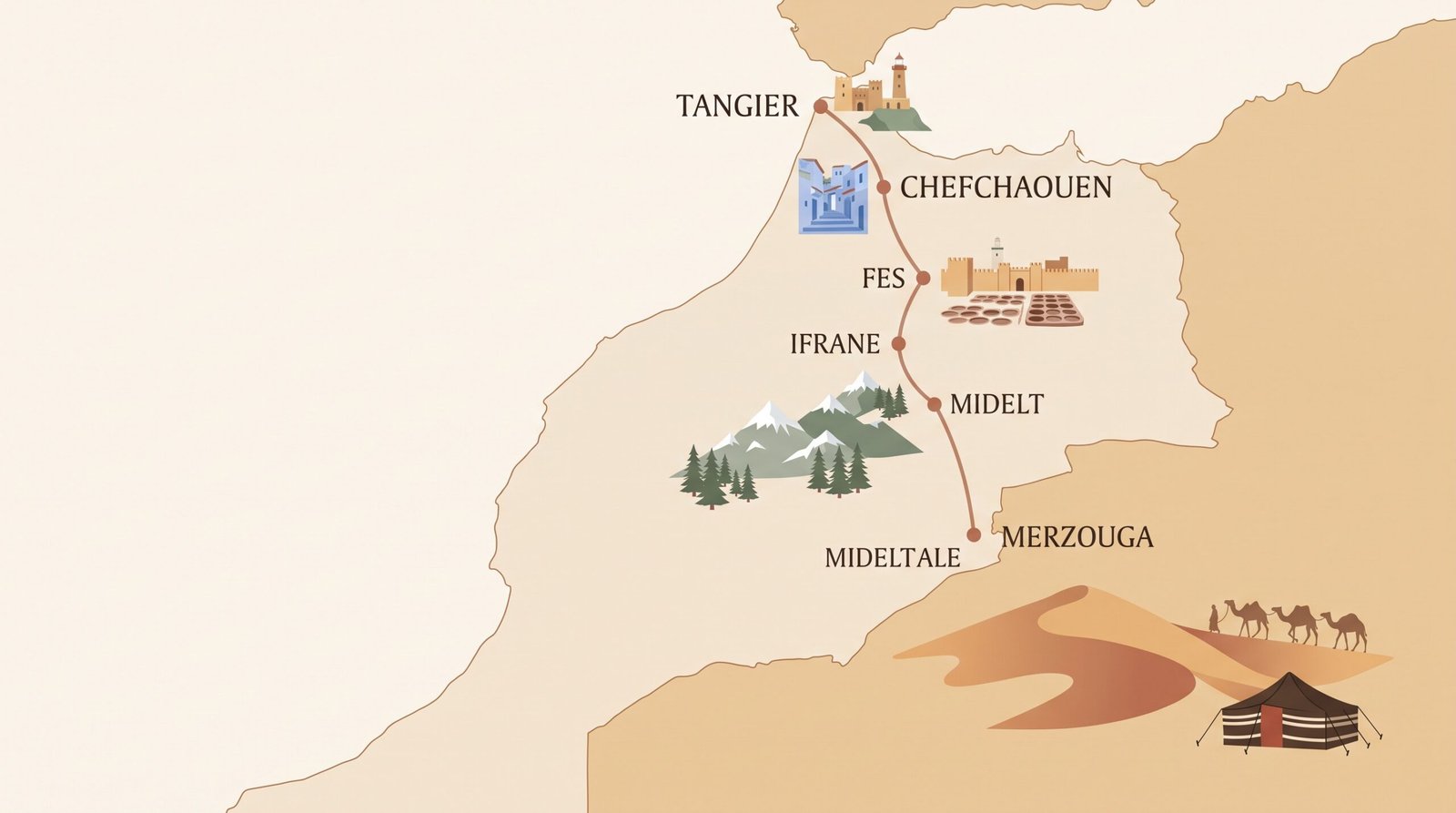 Tangier to Merzouga Tour itinerary