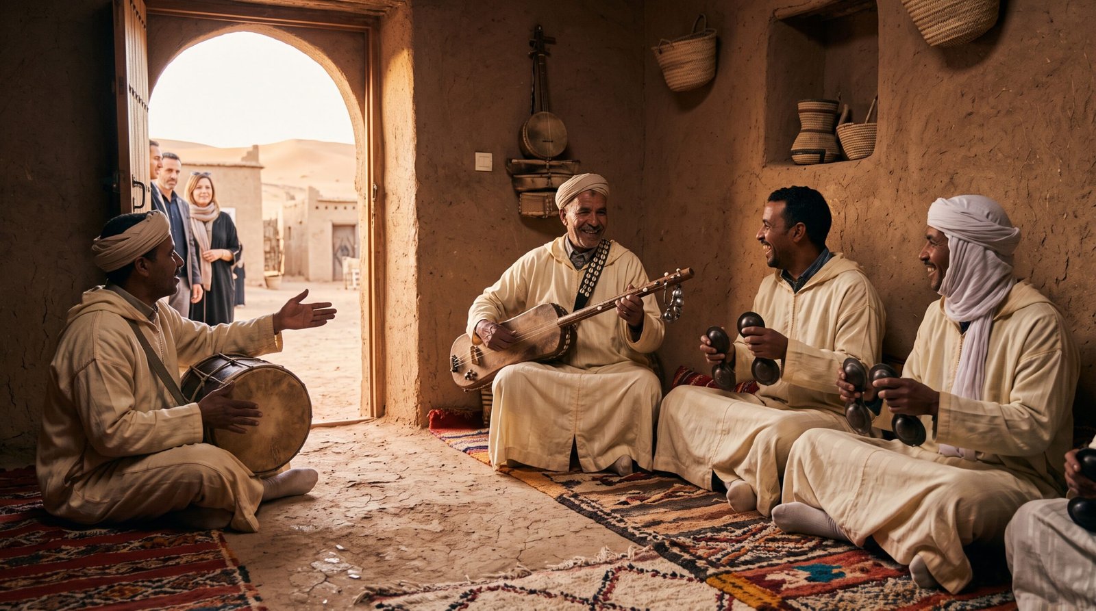 Gnawa musicians in Khamlia near Merzouga