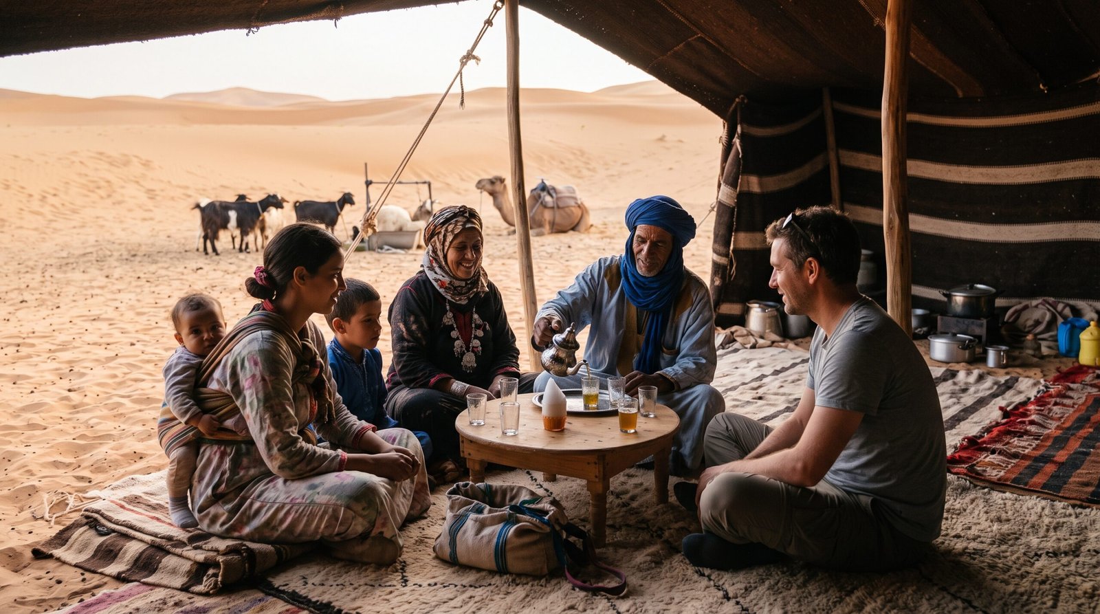 Nomadic community near Merzouga Sahara