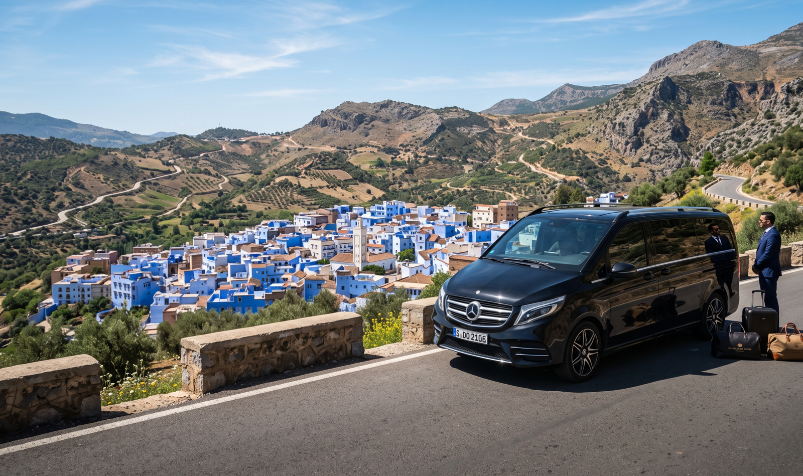 How to Get from Tangier to Chefchaoue 1 Luxury Tangier to Chefchaouen private transfer car driving through the Rif Mountains