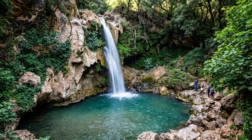 Cascadas de Akchour y Puente de Dios: Guía Definitiva de Senderismo 2026 8 Waterfall surrounded by lush greenery.