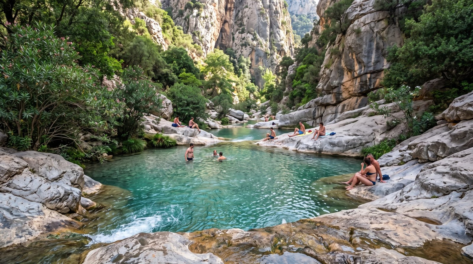 Crystal clear river and natural swimming pool in Akchour Morocco