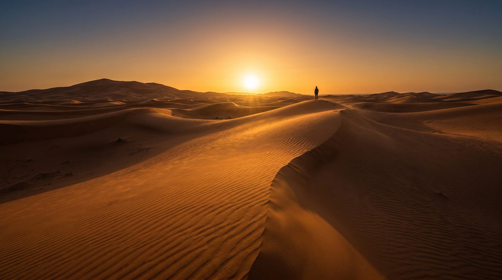 Erg Chebbi Sahara desert sunset near Merzouga Morocco