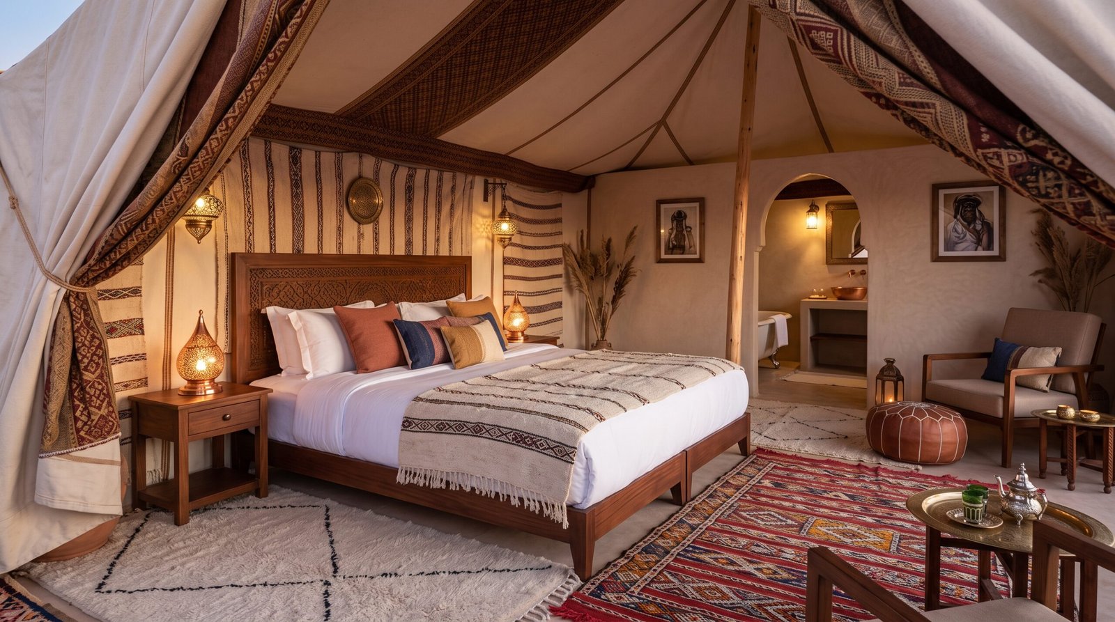 Luxury tent inside a Merzouga Luxury Desert Camp