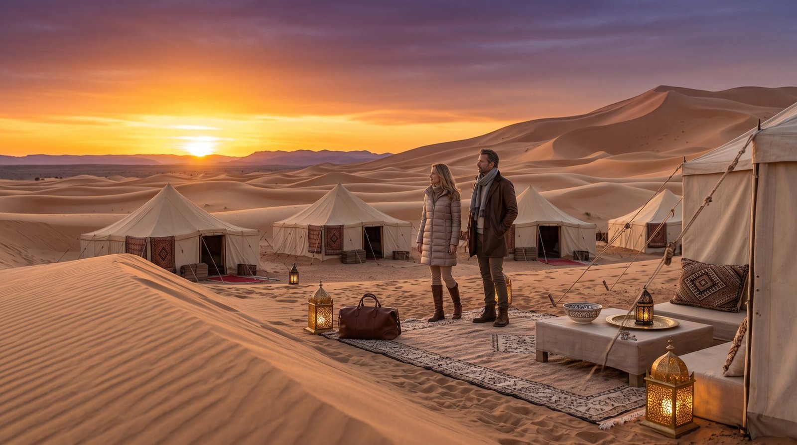 Bivouac de luxe niché au pied des grandes dunes de l'Erg Chebbi à Merzouga