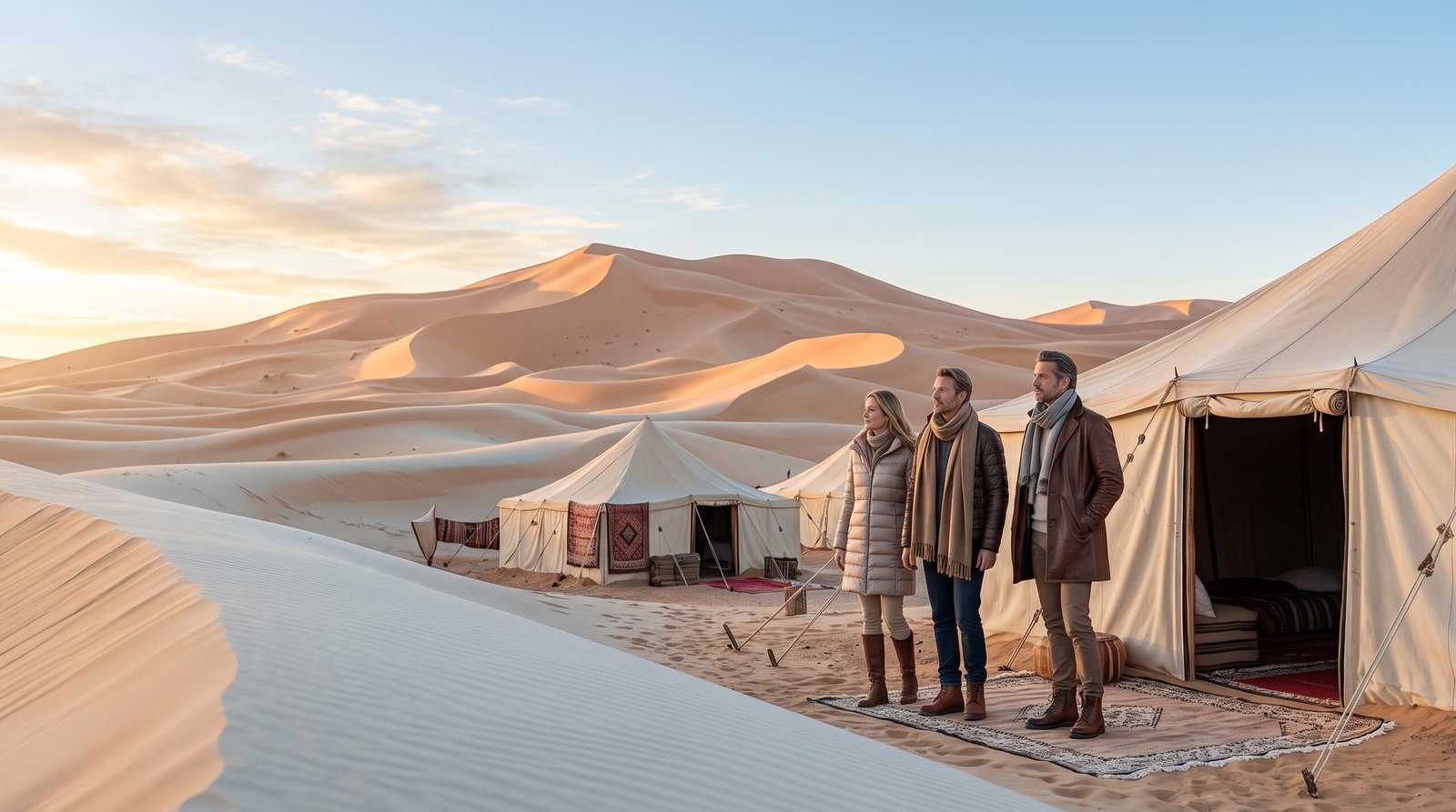 Climat hivernal à Merzouga en décembre janvier et février sous un ciel bleu pur
